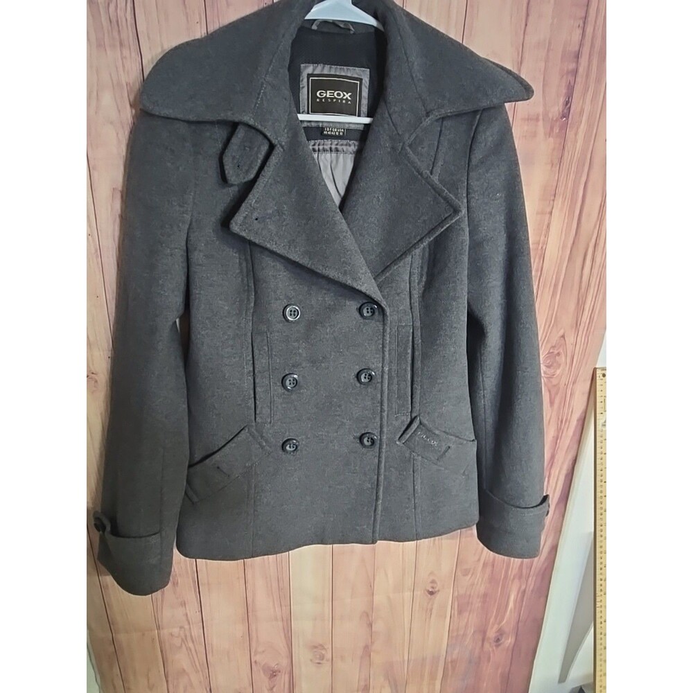 GEOX RESPIRA Womens Coat 12 Classic Gray Wool Jacket Outerwear Lined